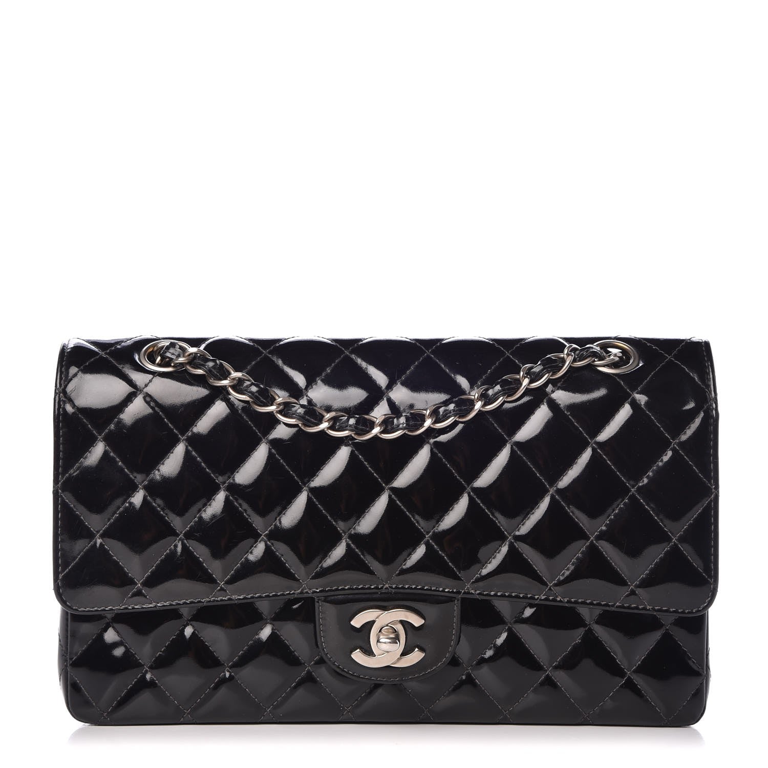 Chanel Patent Quilted Medium Double Flap Black 1 of 12