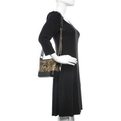 Chanel Metallic Crumpled Goatskin Quilted Small Gabrielle Hobo Black Gold 2 of 13