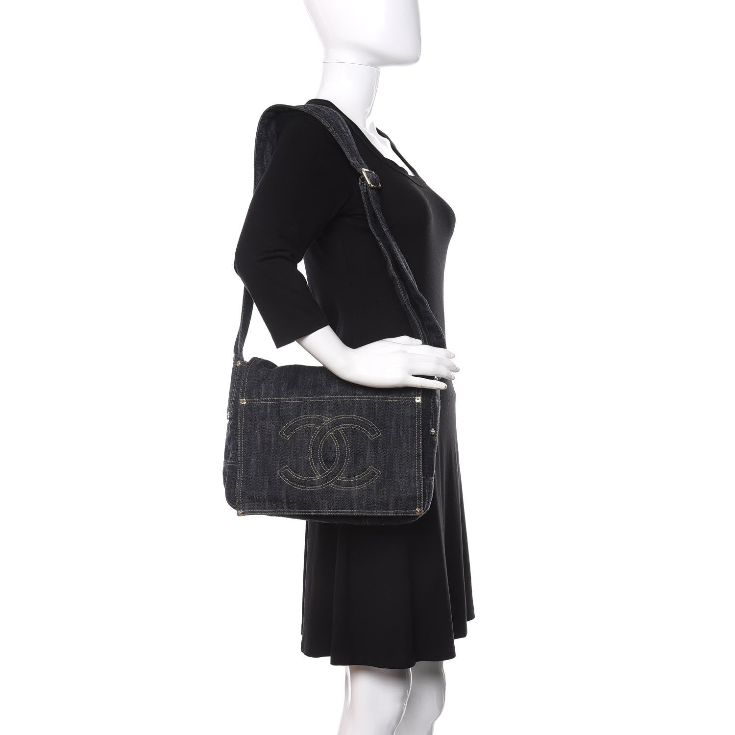 Chanel Denim CC Messenger Bag Blue 2 of 12