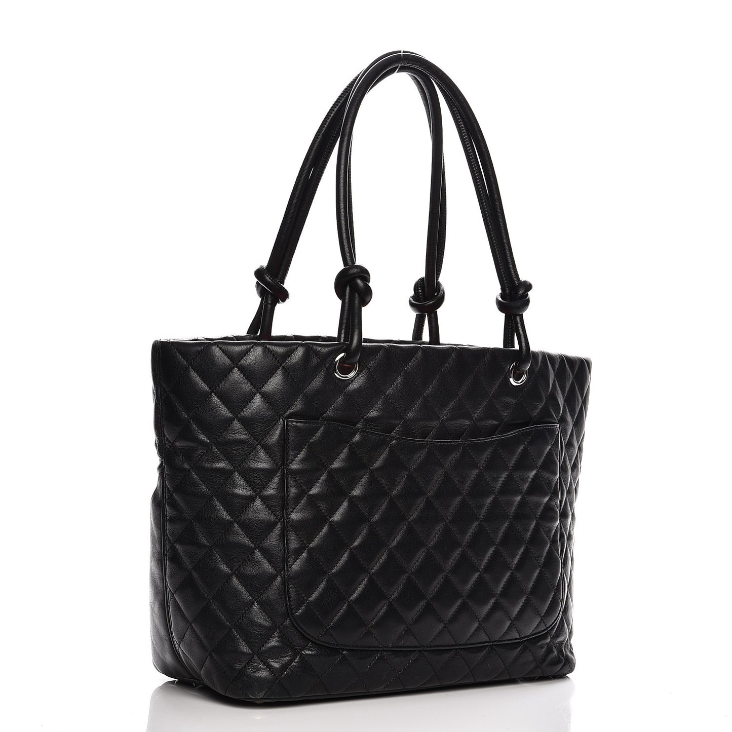 Calfskin Quilted Large Cambon Tote Black White