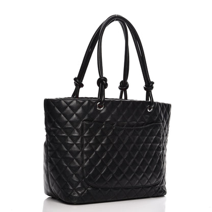 Chanel Calfskin Quilted Large Cambon Tote Black White 3 of 20
