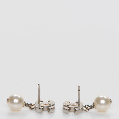 Chanel Pearl CC Drop Earrings Silver 3 of 6
