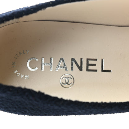 Chanel Tweed Crystal Cork CC Pumps 37.5 Black 8 of 8