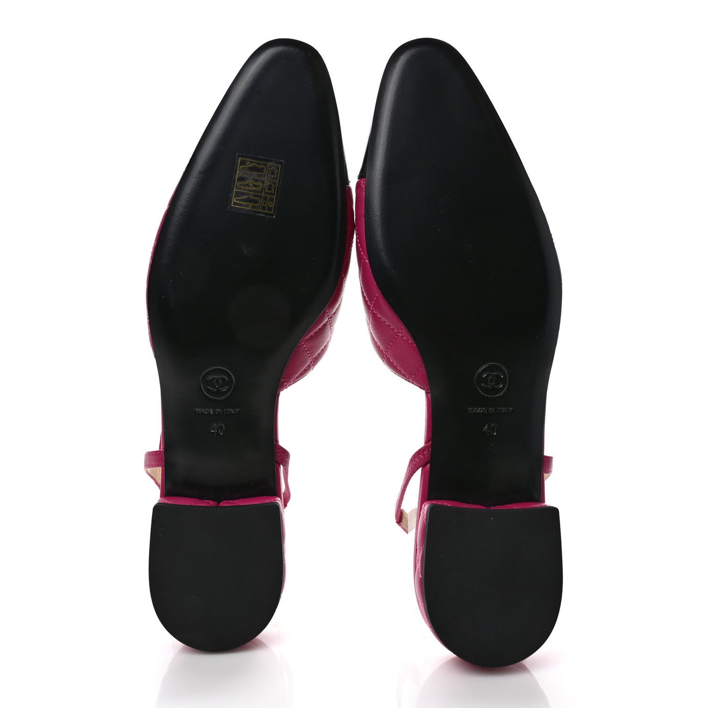 Lambskin Patent Cap Toe CC Slingback Flats 40 Pink Black