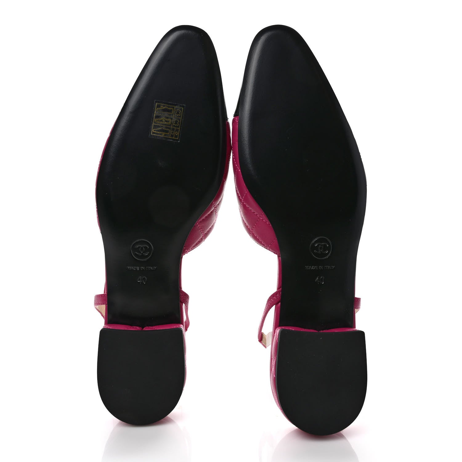 Chanel Lambskin Patent Cap Toe CC Slingback Flats 40 Pink Black 5 of 8