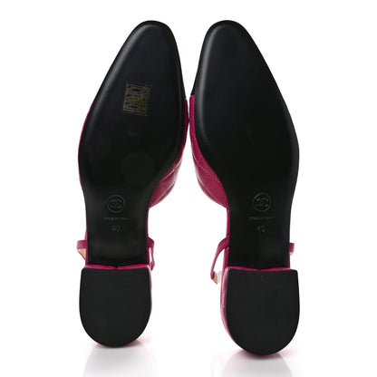 Chanel Lambskin Patent Cap Toe CC Slingback Flats 40 Pink Black 5 of 8