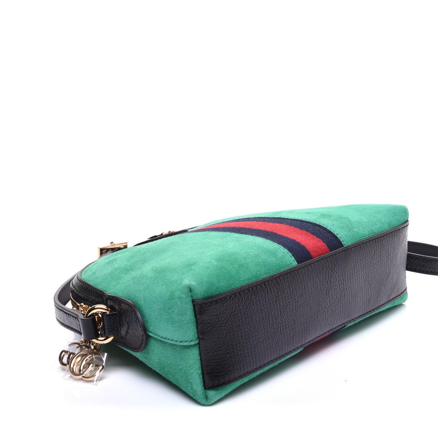 Gucci Suede Patent GG Web Small Ophidia Dome Shoulder Bag New Shamarock Black 4 of 13
