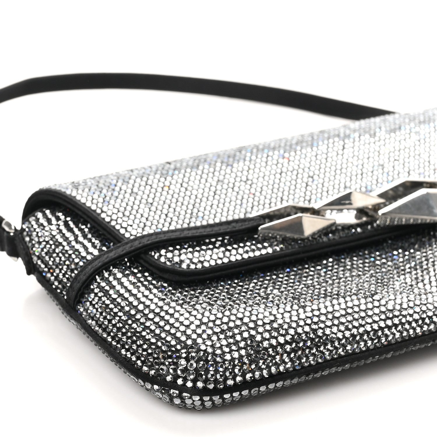 Jimmy Choo Suede Crystal East West Shoulder Bag Black 8 of 10