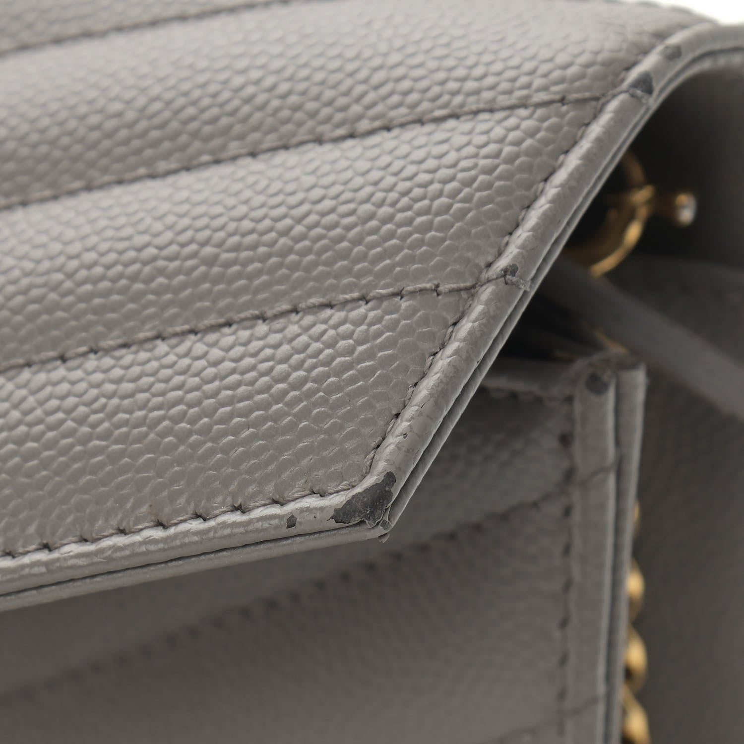 Saint Laurent Grain De Poudre Matelasse Chevron Monogram Envelope Chain Wallet Coal 12 of 15