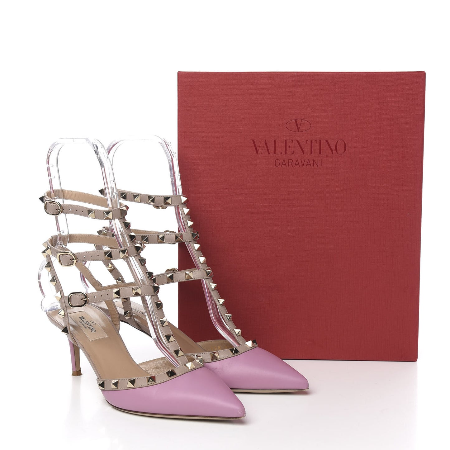 Nappa Rockstud Ankle Strap 65mm Pumps 39 Giacinto Poudre