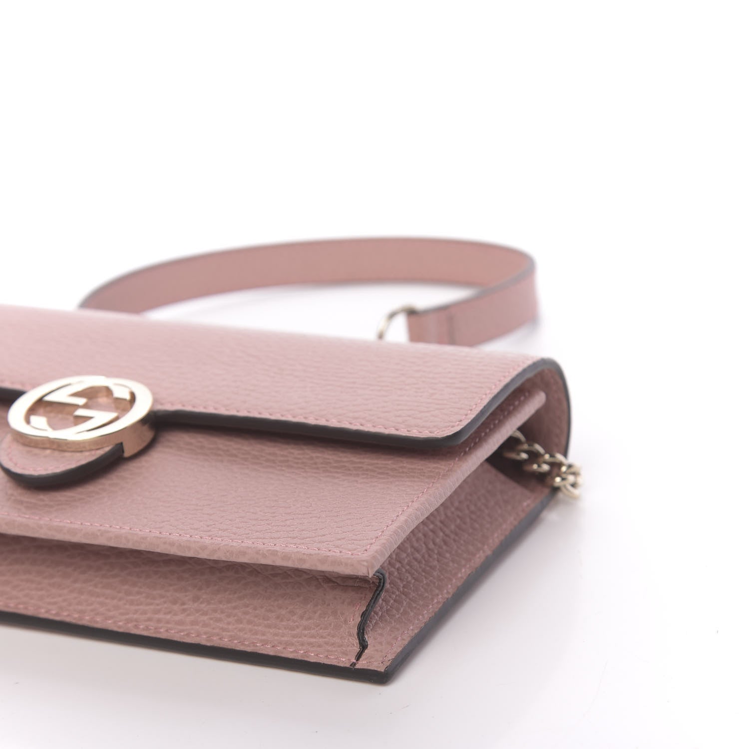 Gucci Dollar Calfskin Interlocking G Chain Wallet Soft Pink 9 of 10