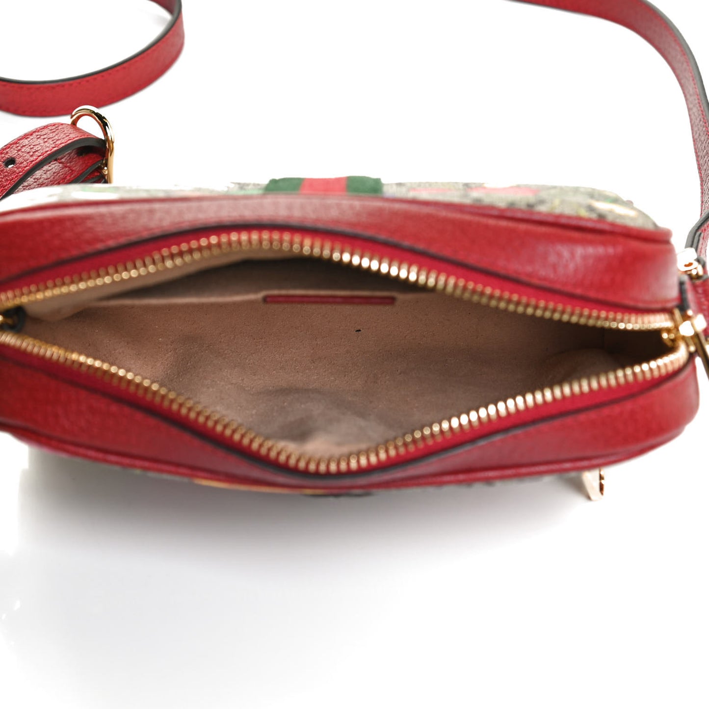 GG Supreme Monogram Flora Web Mini Ophidia Shoulder Bag Red
