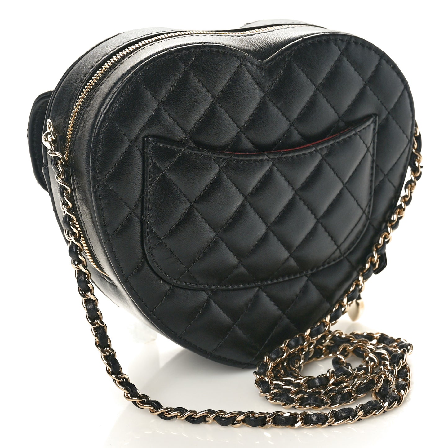 Lambskin Quilted CC In Love Heart Bag Black