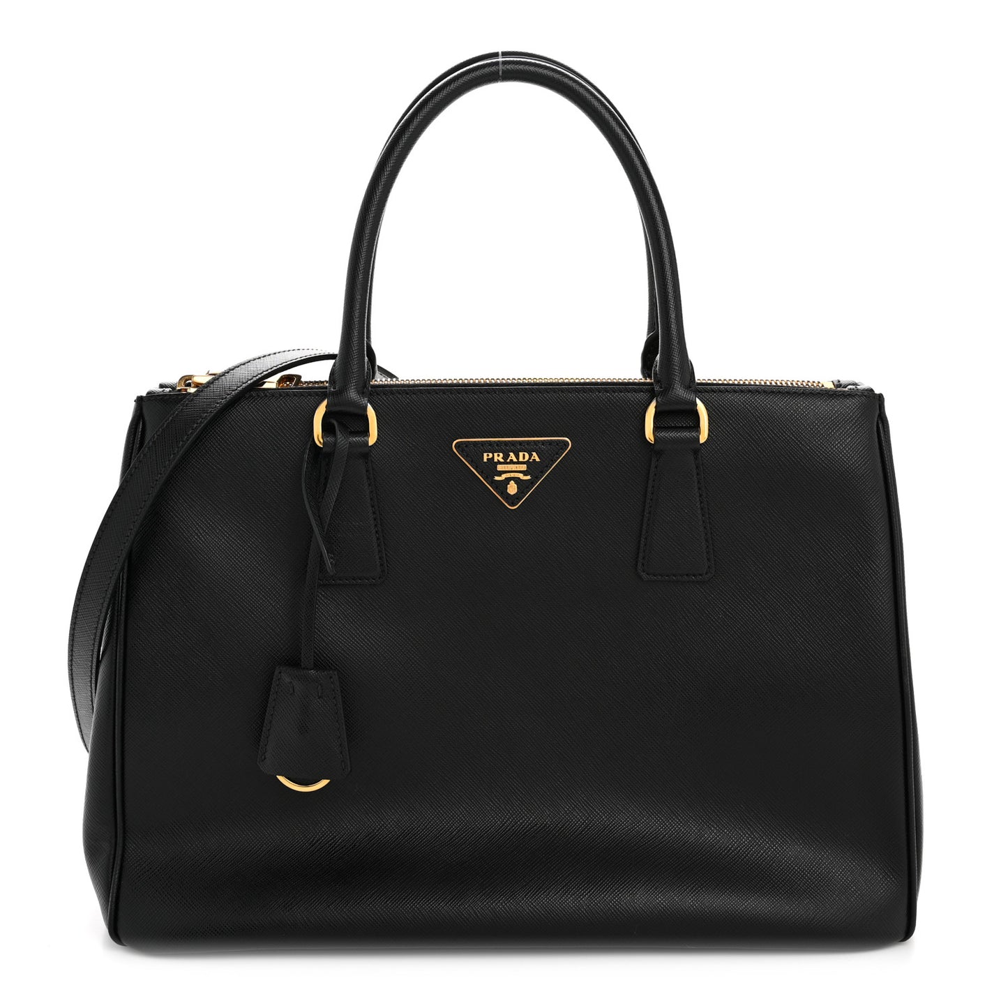 Saffiano Lux Large Galleria Double Zip Tote Black