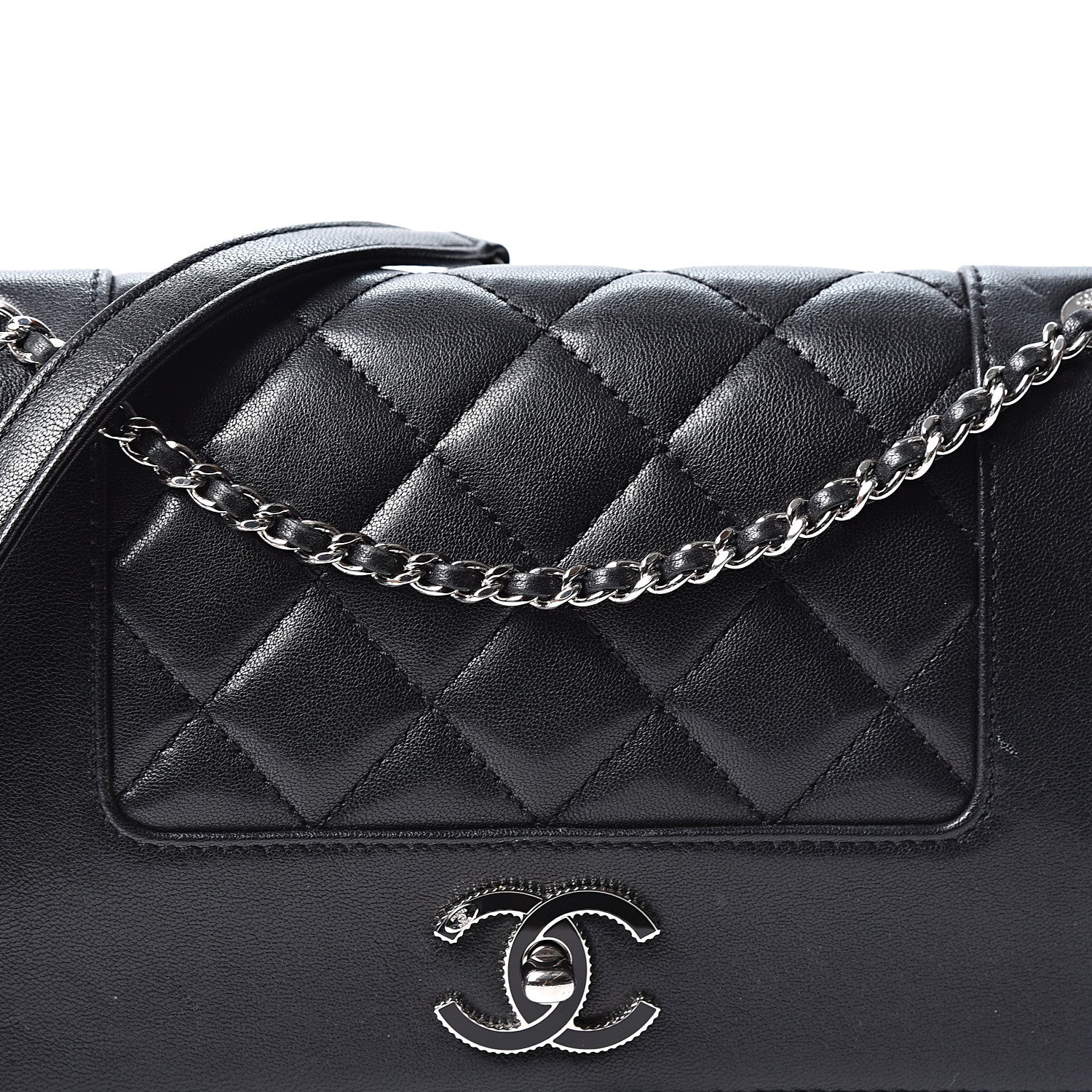 Chanel Sheepskin Quilted Medium Vintage Mademoiselle Flap Black 7 of 9