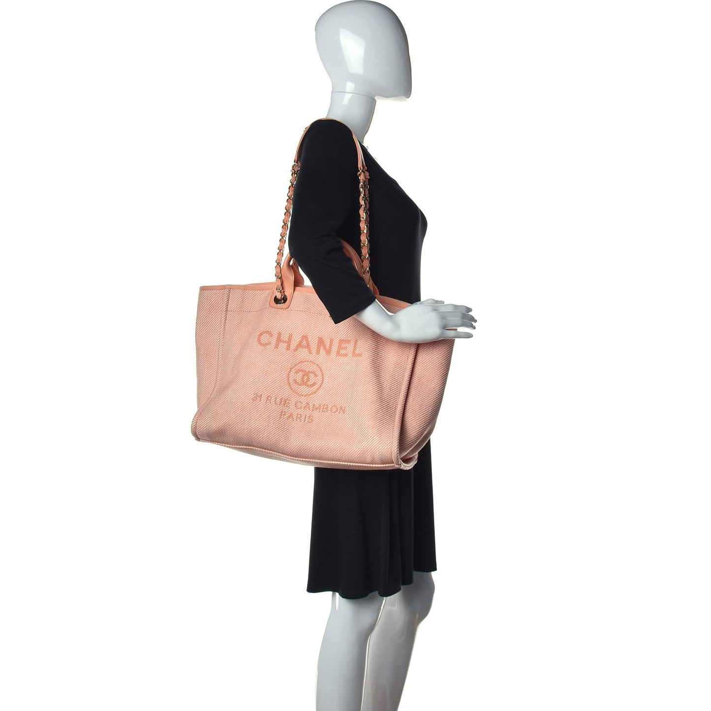 Mixed Fibers Calfskin Medium Deauville Tote Light Orange