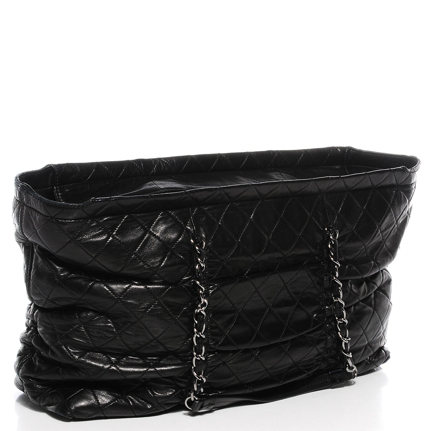 Lambskin East West Sharpei Shopping Tote Black