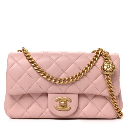 Chanel Lambskin Quilted Mini Rectangular Sweet Camellia Flap Light Pink 1 of 9
