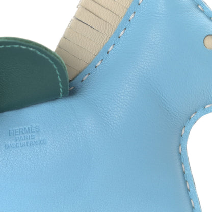 Hermes Milo Lambskin Grigri Rodeo Horse Bag Charm MM Celeste Malachite Craie 3 of 3