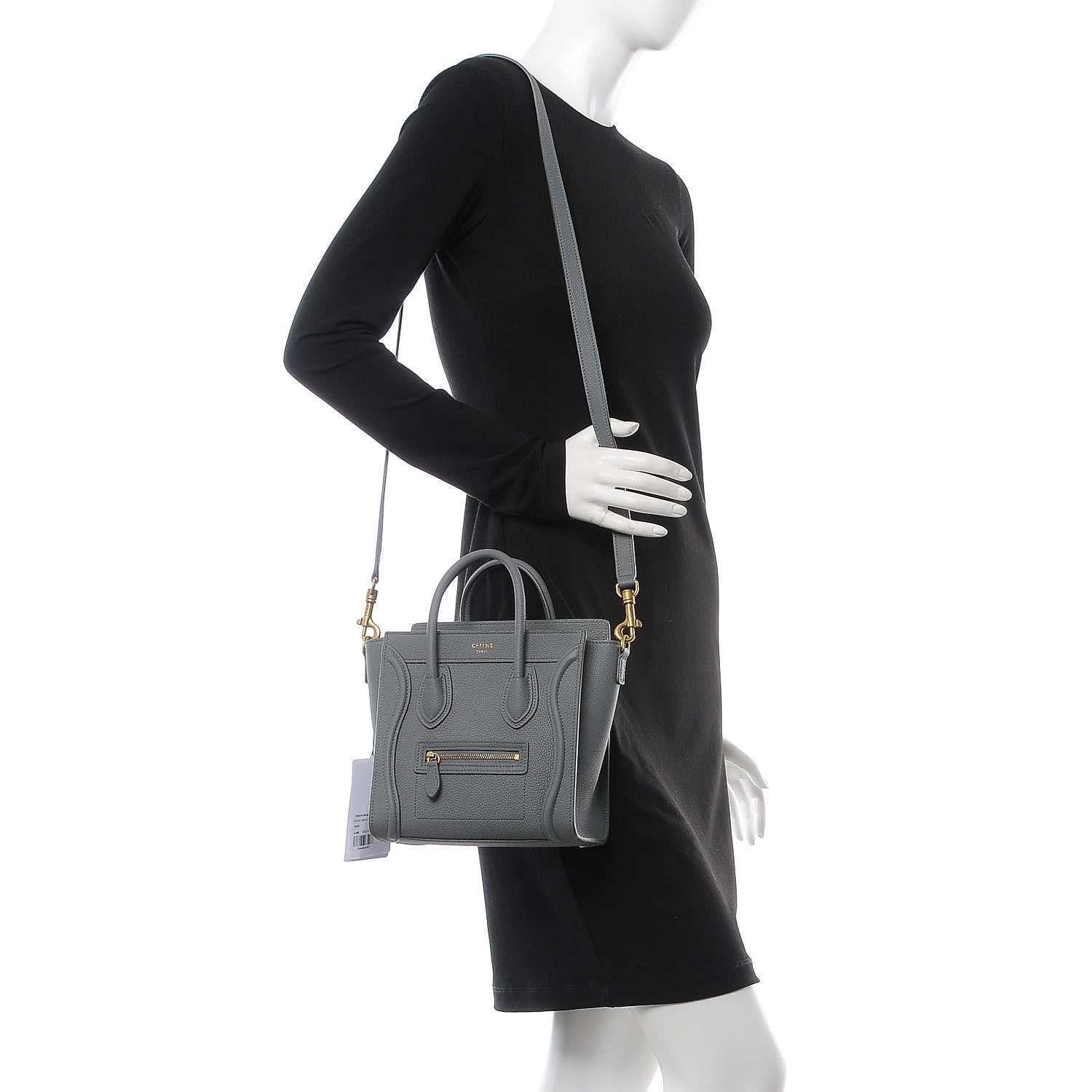 Celine Drummed Calfskin Nano Luggage Kohl 2 of 8