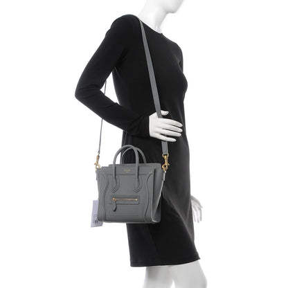 Celine Drummed Calfskin Nano Luggage Kohl 2 of 8