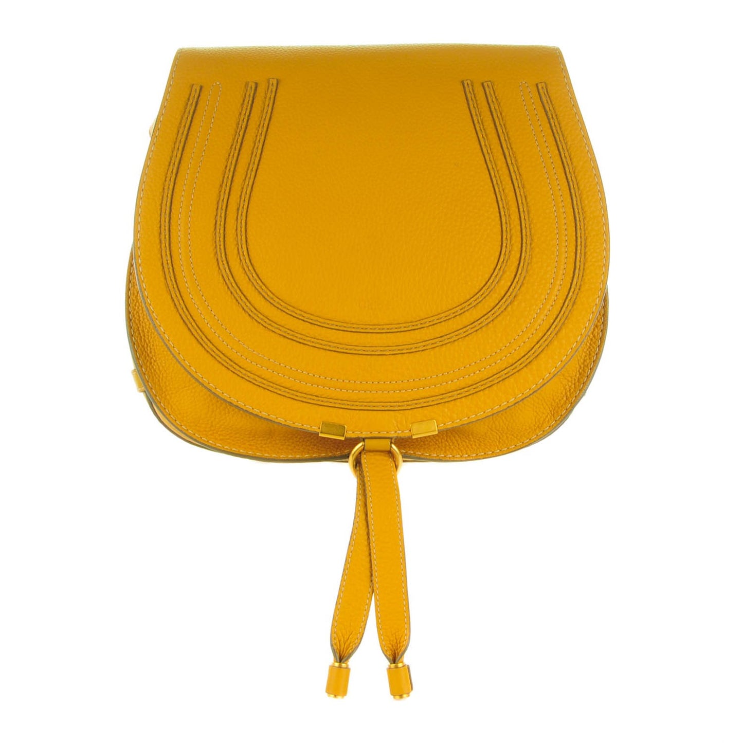 Calfskin Medium Marcie Round Crossbody Bag Curry Yellow