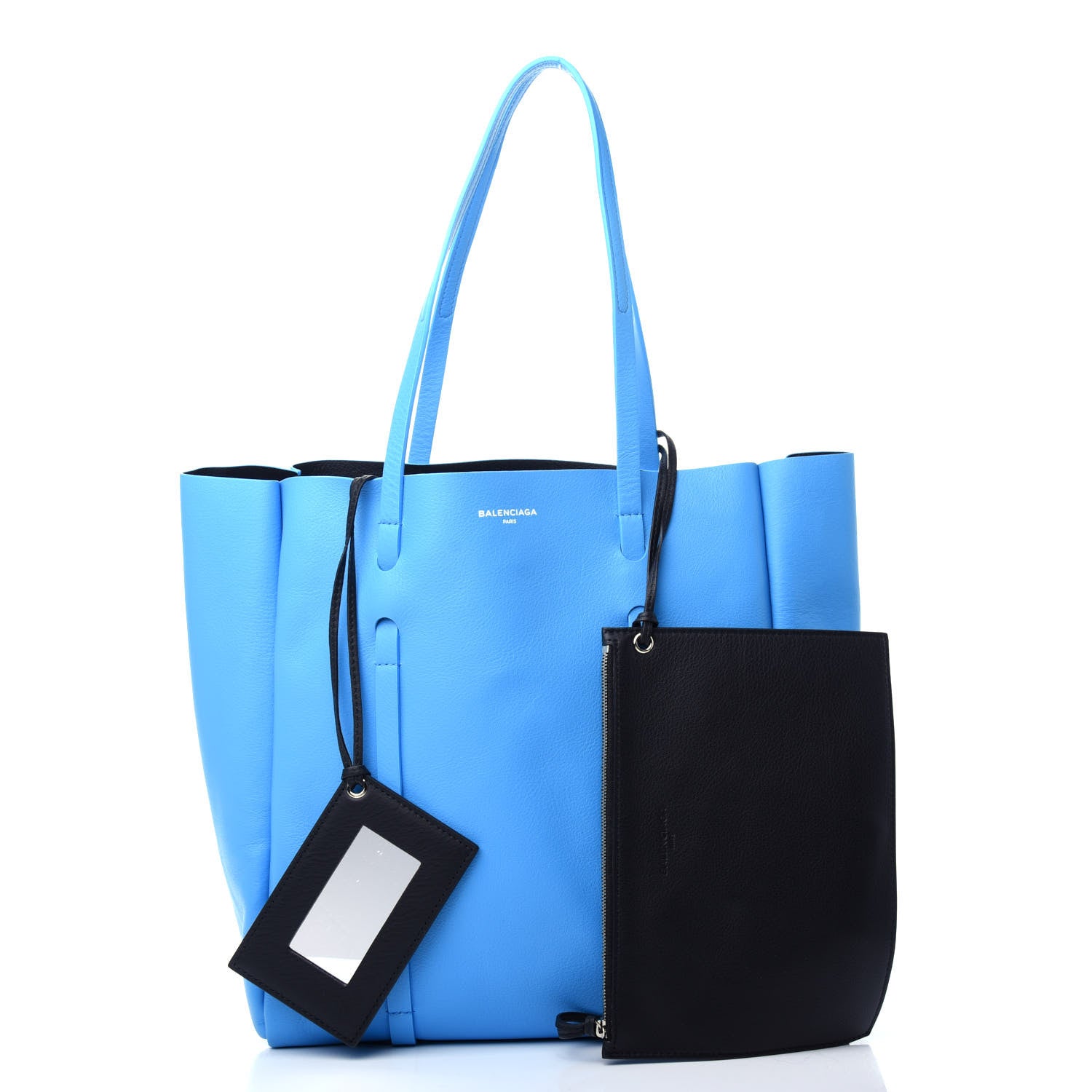 Balenciaga Veau Baltimore Double Sided Small Everyday Tote Bleu Turquoise Black 3 of 9