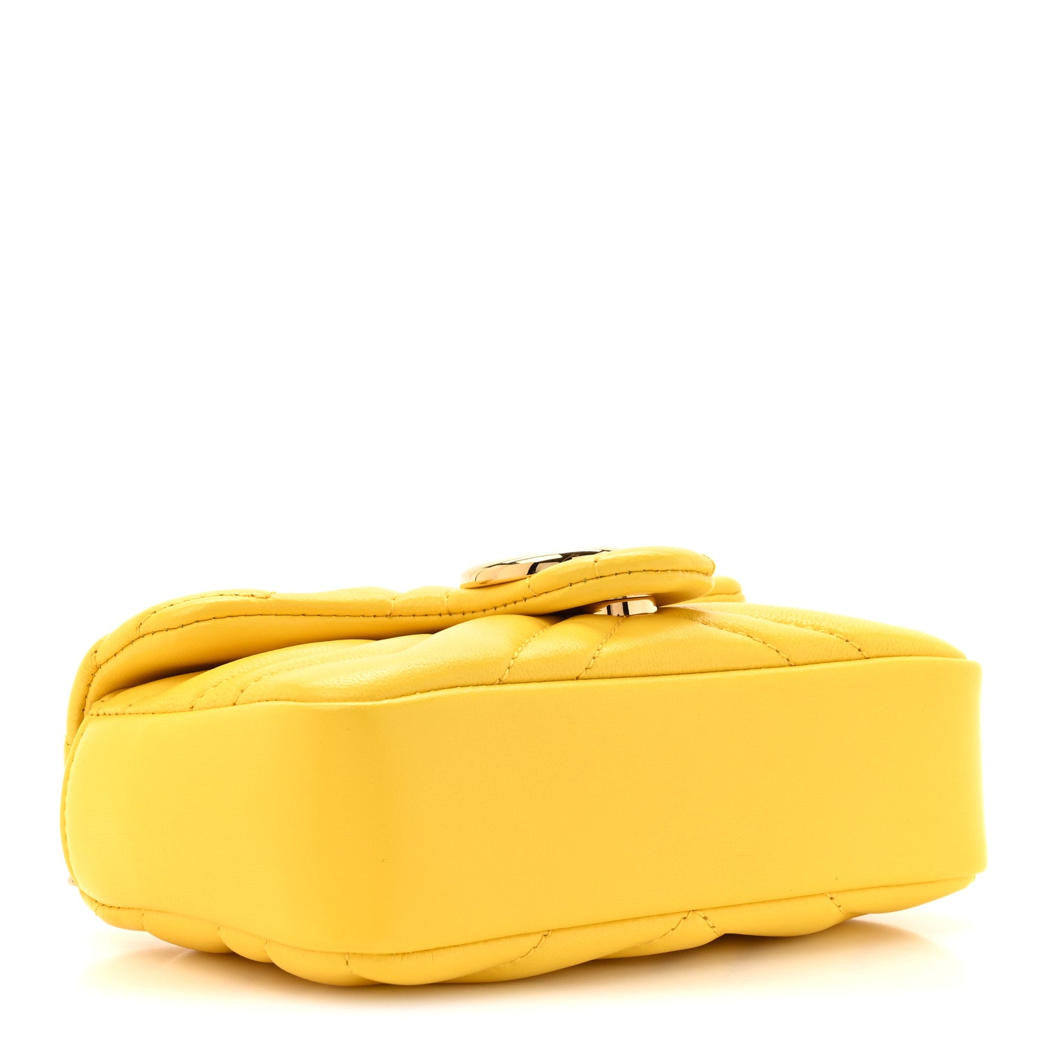 Gucci Lambskin Matelasse Mini GG Marmont Shoulder Bag Yellow 4 of 10