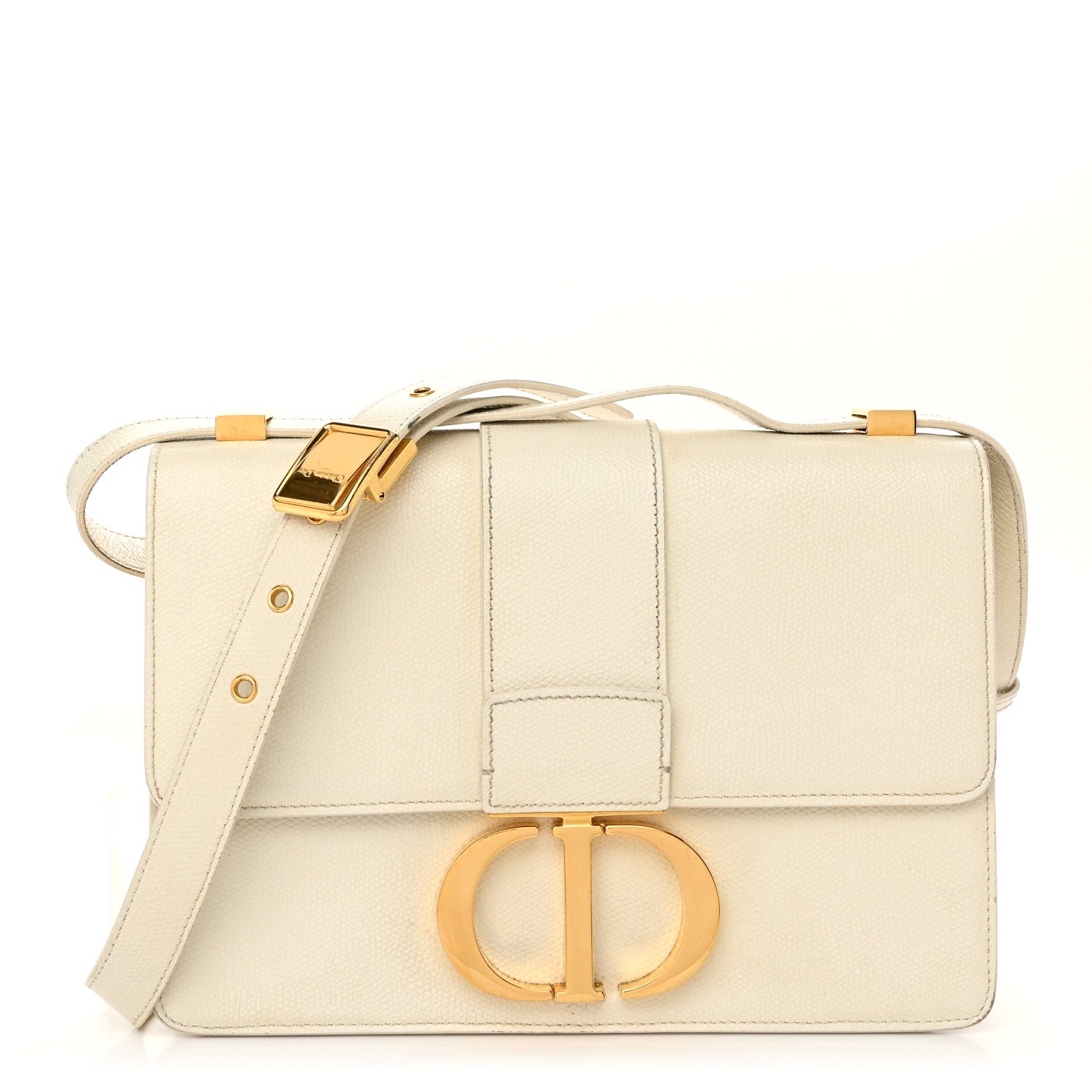 Christian Dior Grained Calfskin 30 Montaigne Flap Bag White 1 of 10