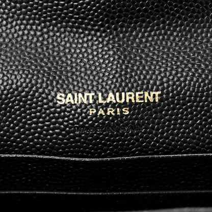 Saint Laurent Grain De Poudre Textured Mixed Matelasse Triquilt Small Monogram Envelope Wallet Black 6 of 9