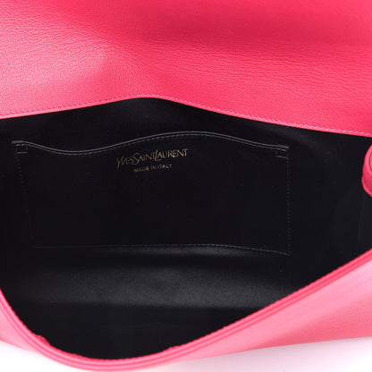 Saint Laurent Calfskin Monogram Large Belle De Jour Clutch Lipstick Fuchsia 5 of 6