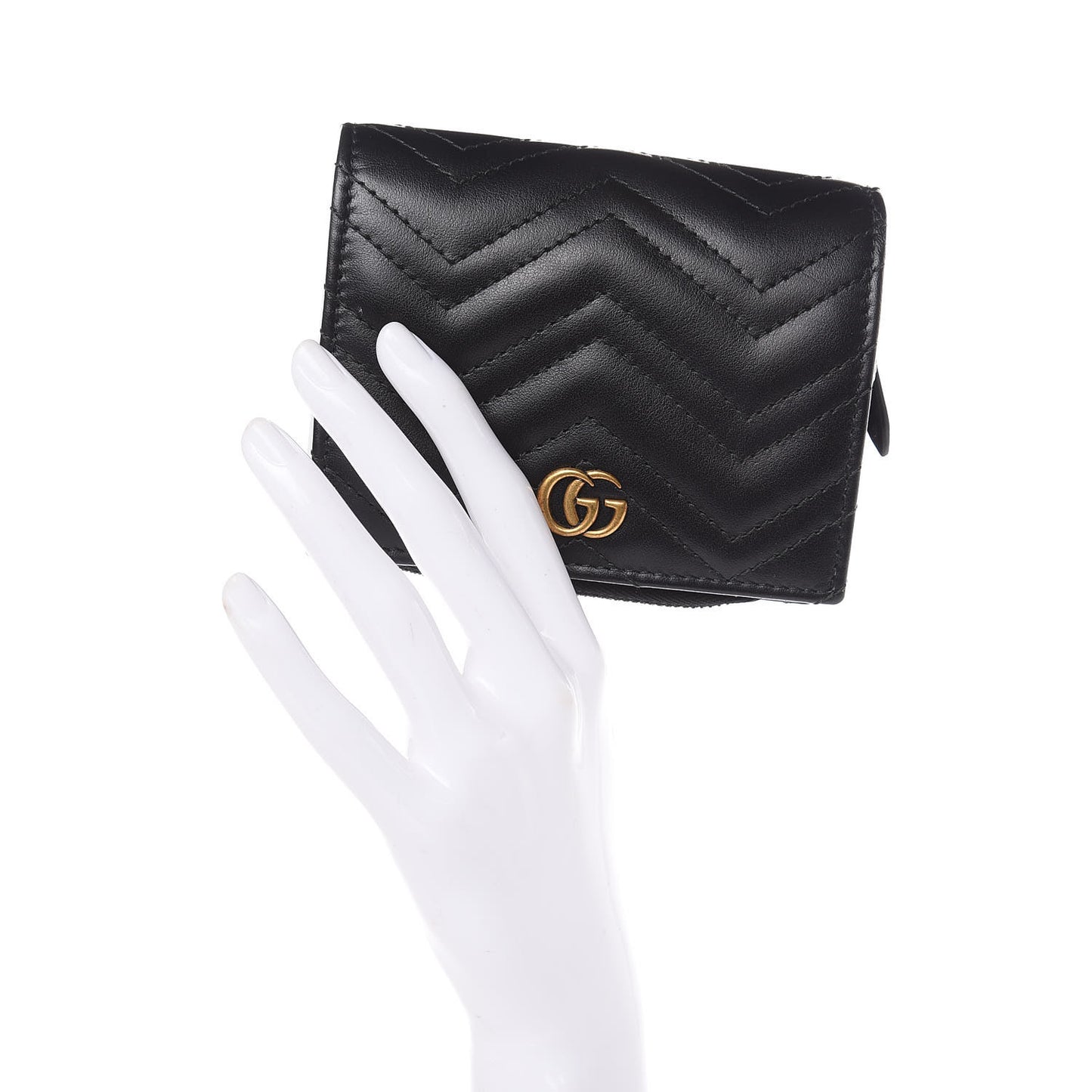 Calfskin Matelasse GG Marmont ID Card Case Wallet Black