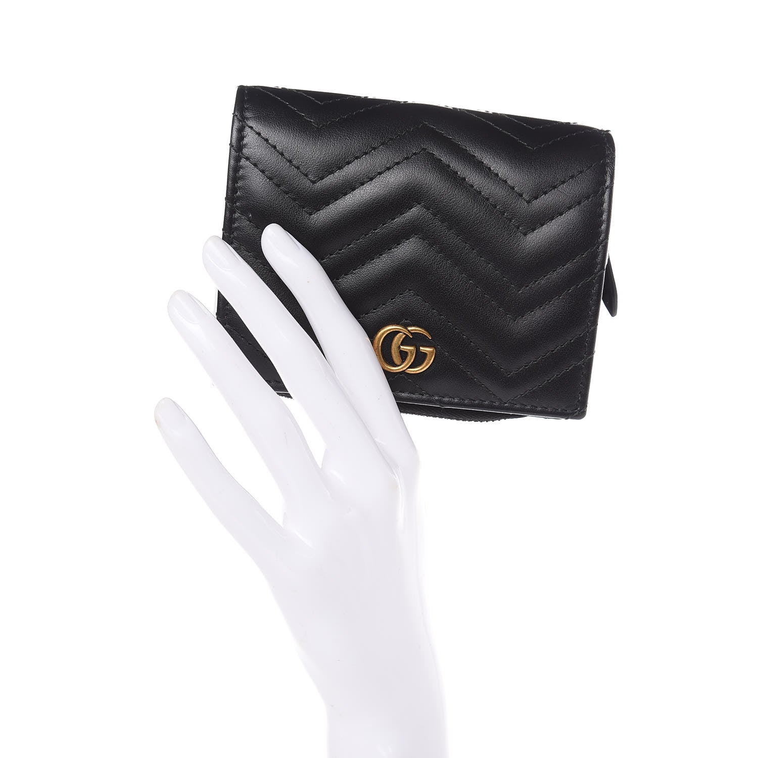 Gucci Calfskin Matelasse GG Marmont ID Card Case Wallet Black 2 of 11