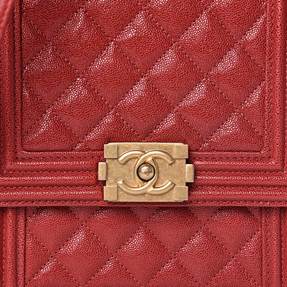 Chanel Caviar Quilted North South Boy Flap Red 8 of 10