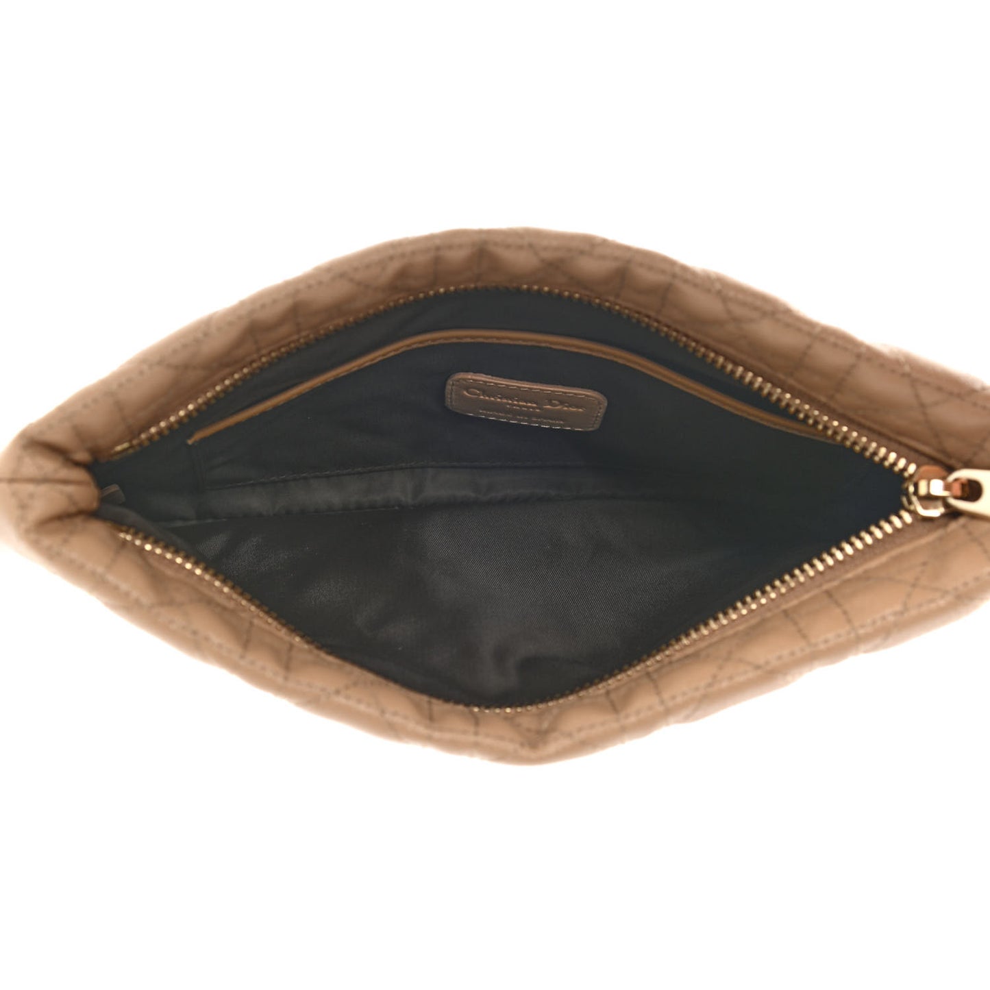 Coated Canvas Cannage Panarea Pouch Beige