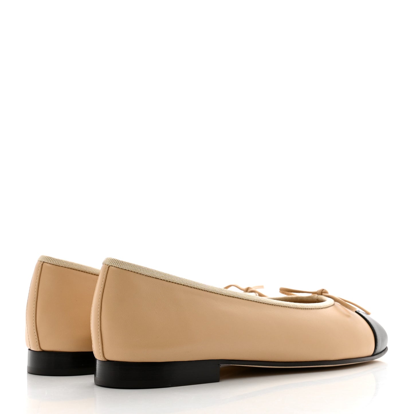 Lambskin Cap Toe CC Ballerina Flats 38.5 Beige Black