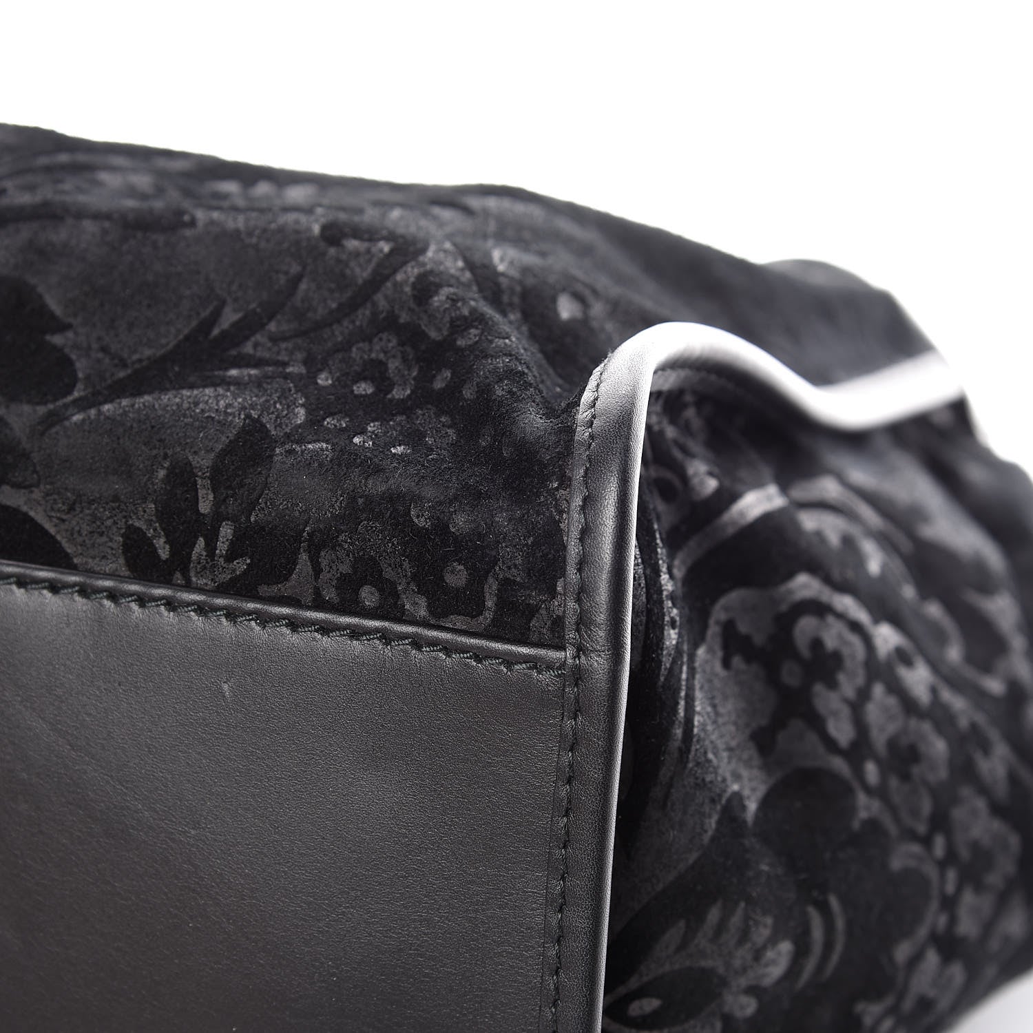 Gucci Nubuck Brocade Medium Soft Stirrup Shoulder Bag Black 9 of 15