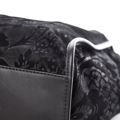 Gucci Nubuck Brocade Medium Soft Stirrup Shoulder Bag Black 9 of 15