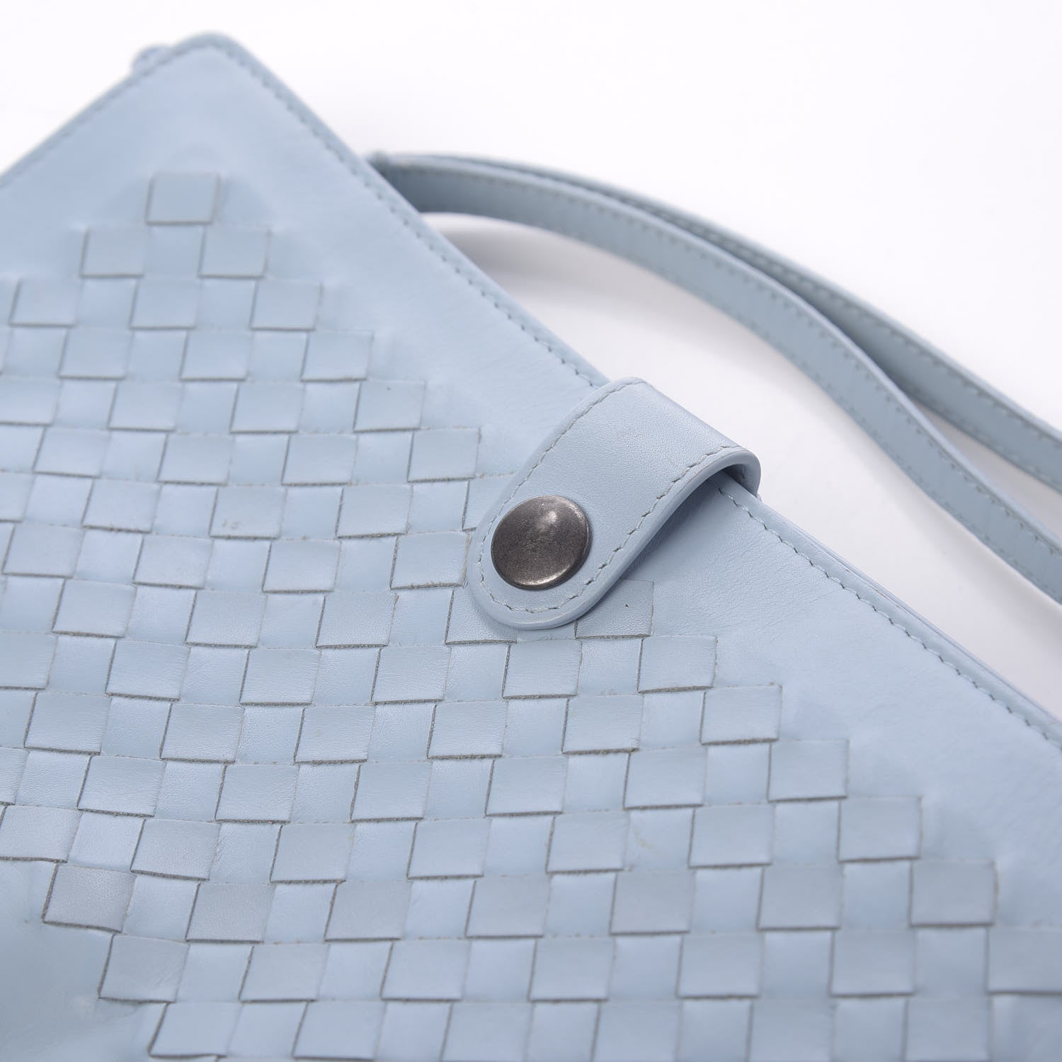 Bottega Veneta Calfskin Intrecciato Flap Wristlet Light Blue 11 of 13