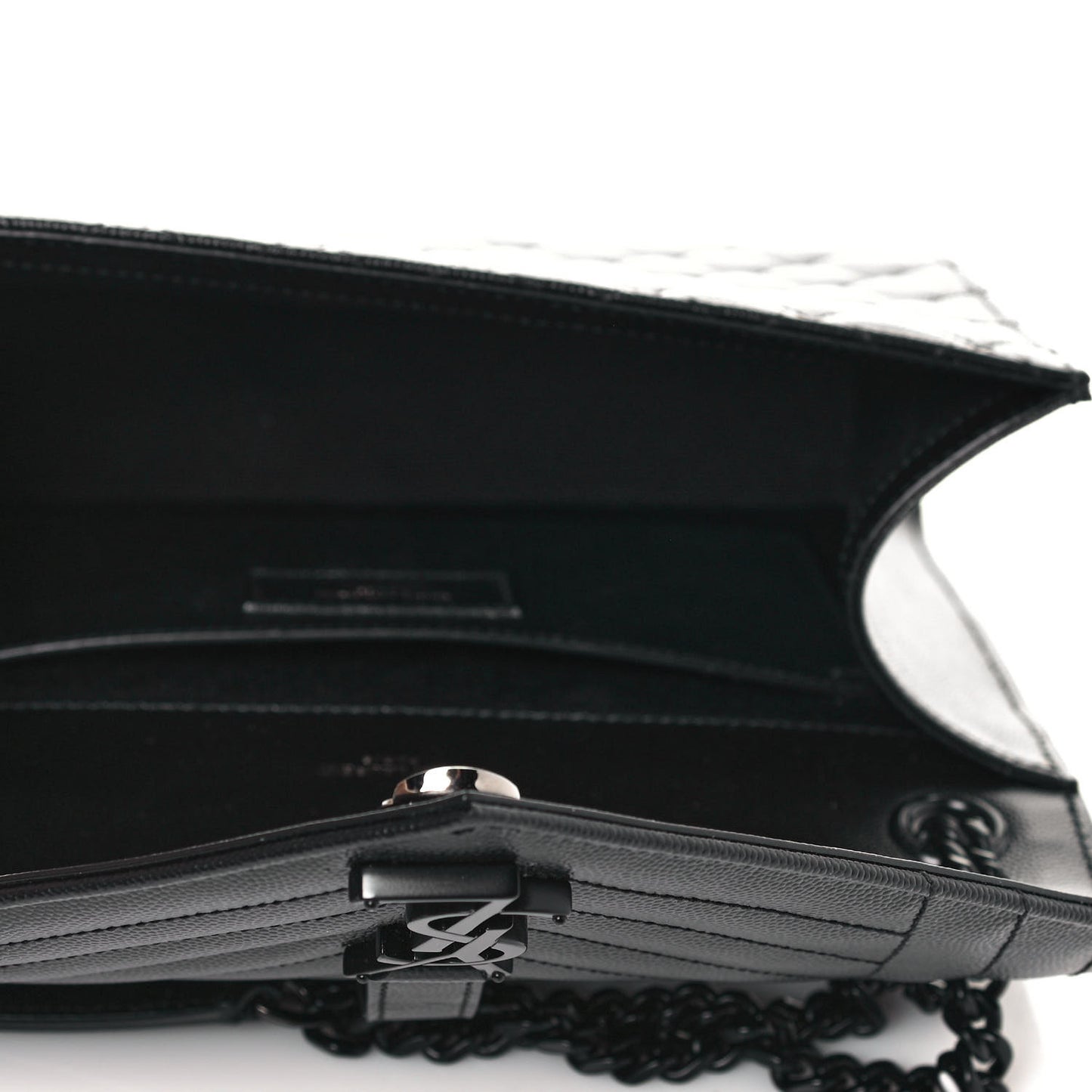 Grain De Poudre Textured Mixed Matelasse Triquilt Medium Monogram Satchel Black