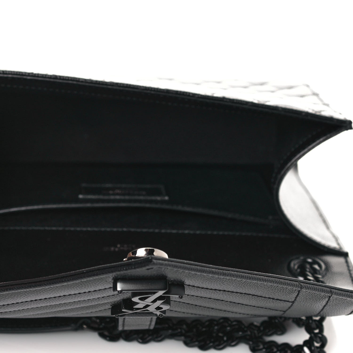 Saint Laurent Grain De Poudre Textured Mixed Matelasse Triquilt Medium Monogram Satchel Black 5 of 11