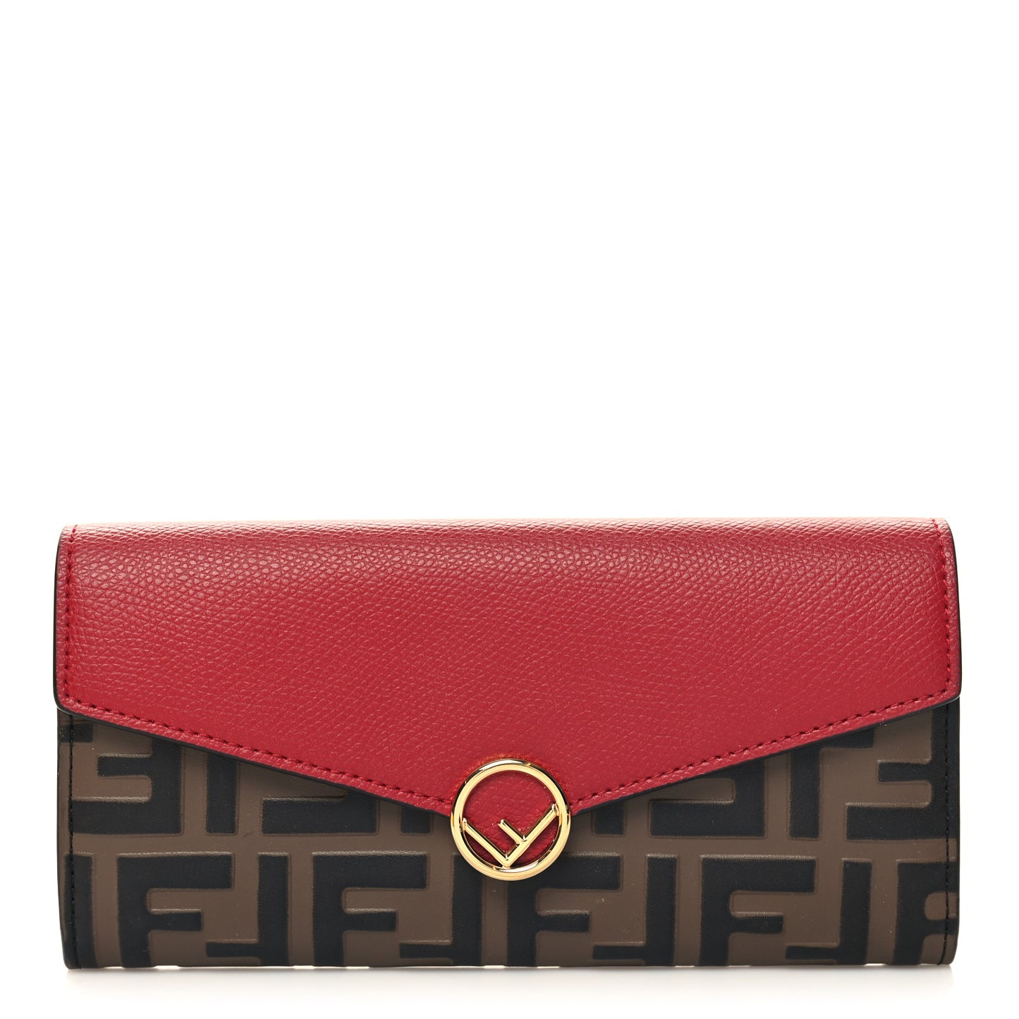 Vitello Cruise F is Fendi Bi-Color FF 1974 Embossed Continental Envelope Wallet Maya Black Fragola