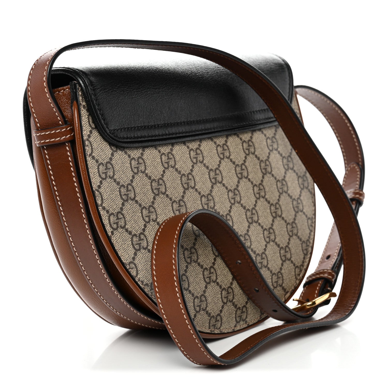 Gucci GG Supreme Monogram Calfskin Small Padlock Messenger Shoulder Bag Beige Black Cuir 3 of 10