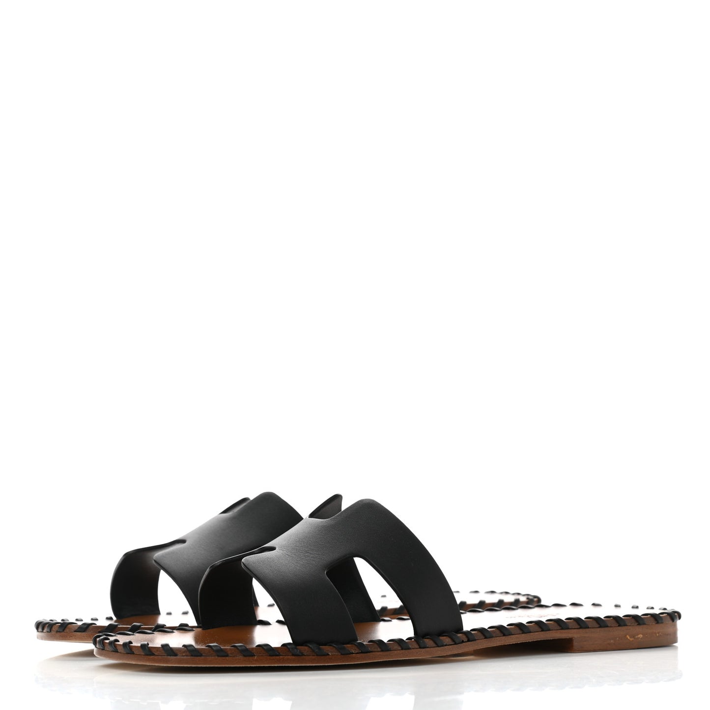 Box Calfskin Braided Oran Sandals 37 Black