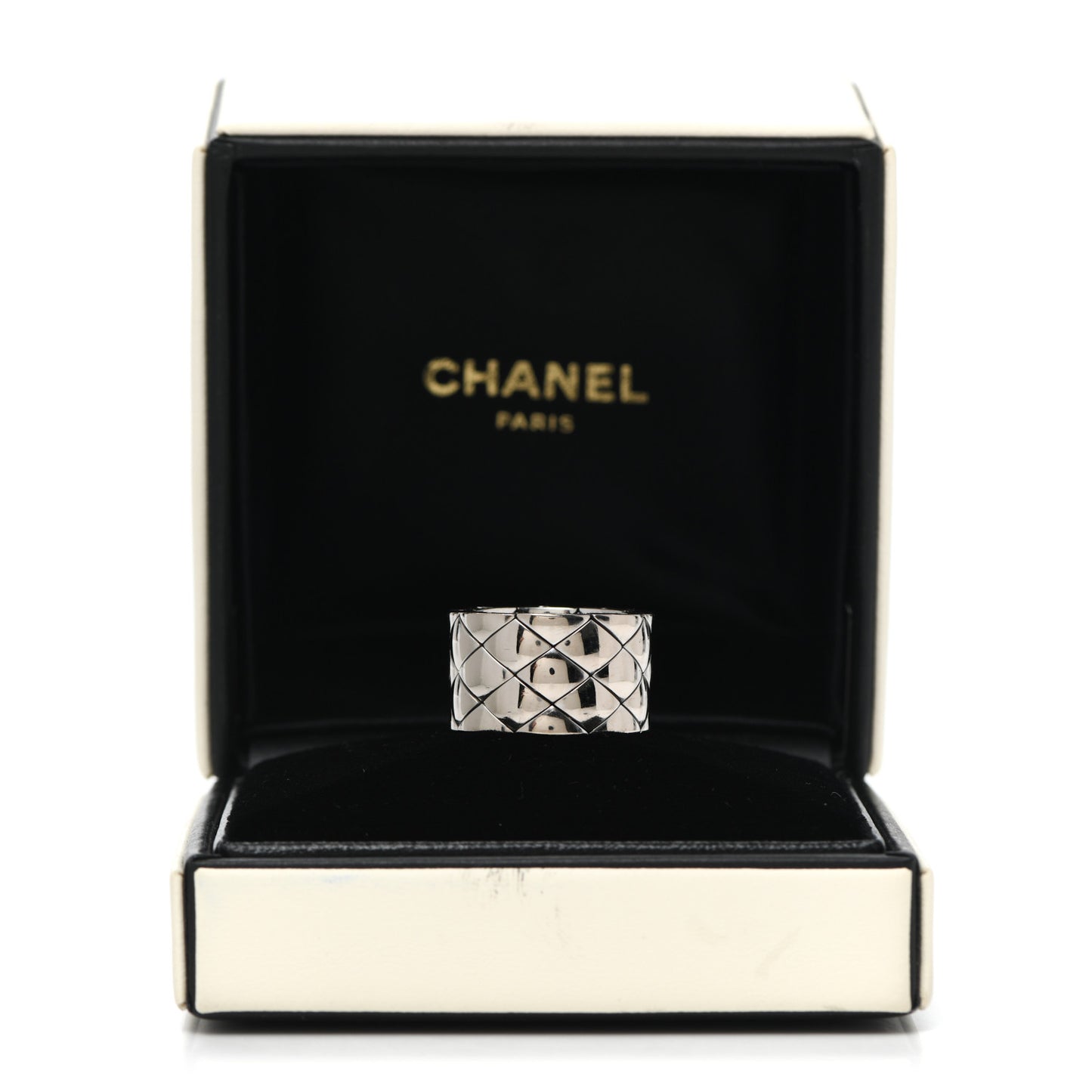 18K White Gold Large Matelasse Ring 53 6.25