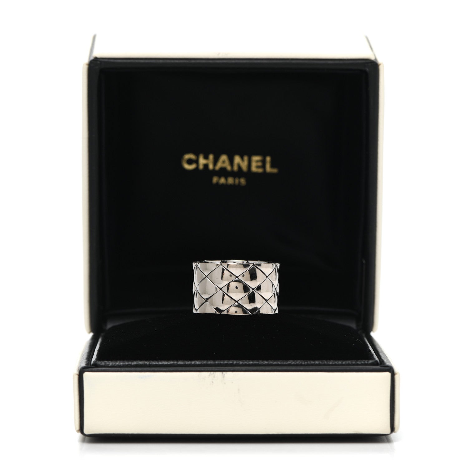 Chanel 18K White Gold Large Matelasse Ring 53 6.25 6 of 6