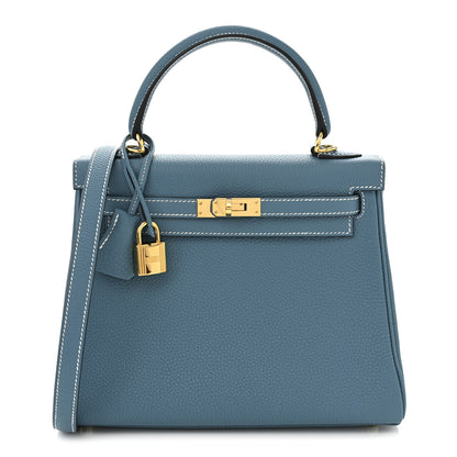 Hermes Togo Kelly Retourne 25 New Blue Jean 1 of 11