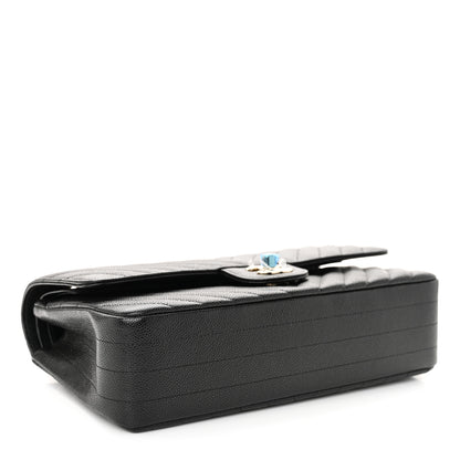 Chanel Caviar Chevron Quilted Medium Double Flap Black 4 of 11