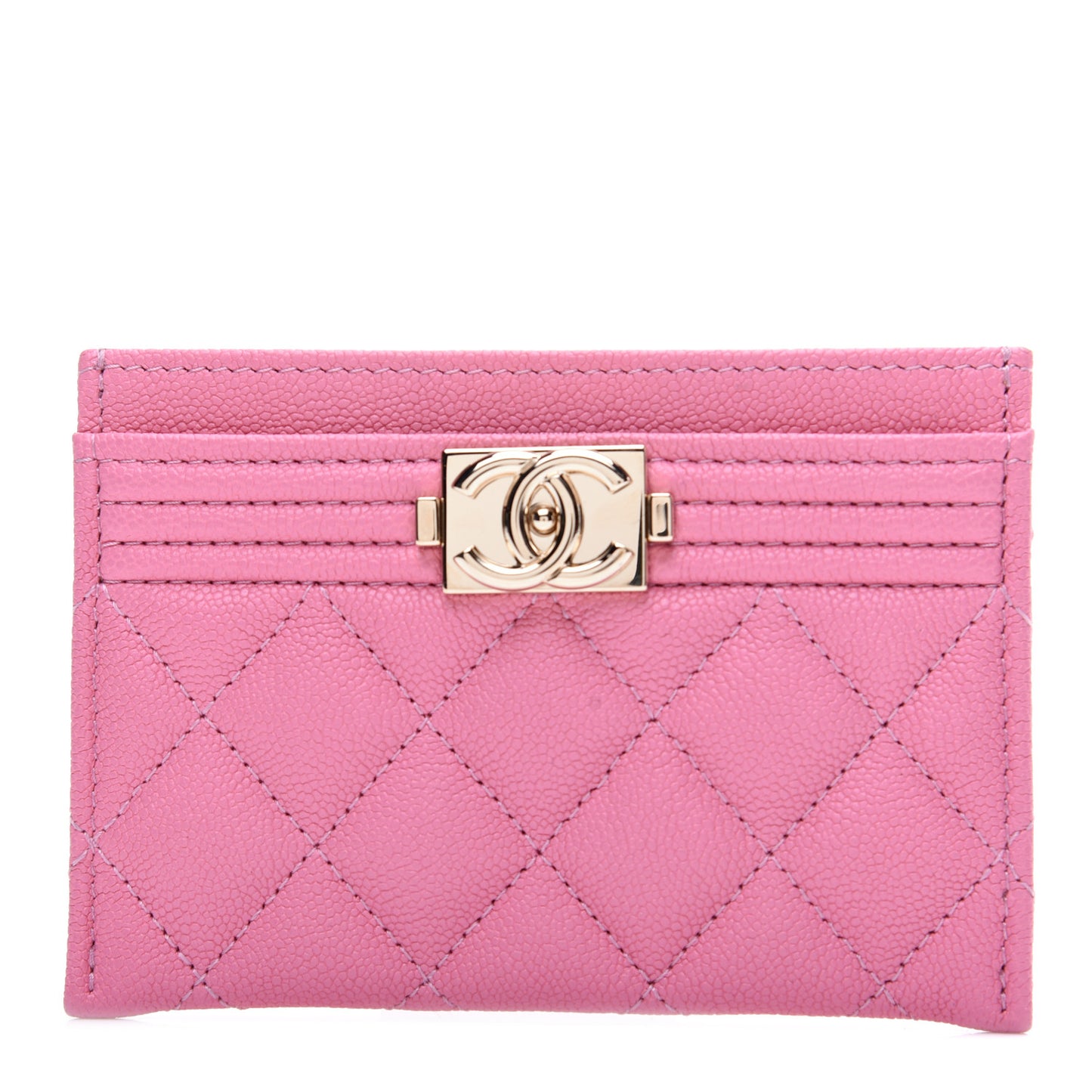 Caviar Quilted Boy Card Holder Pink