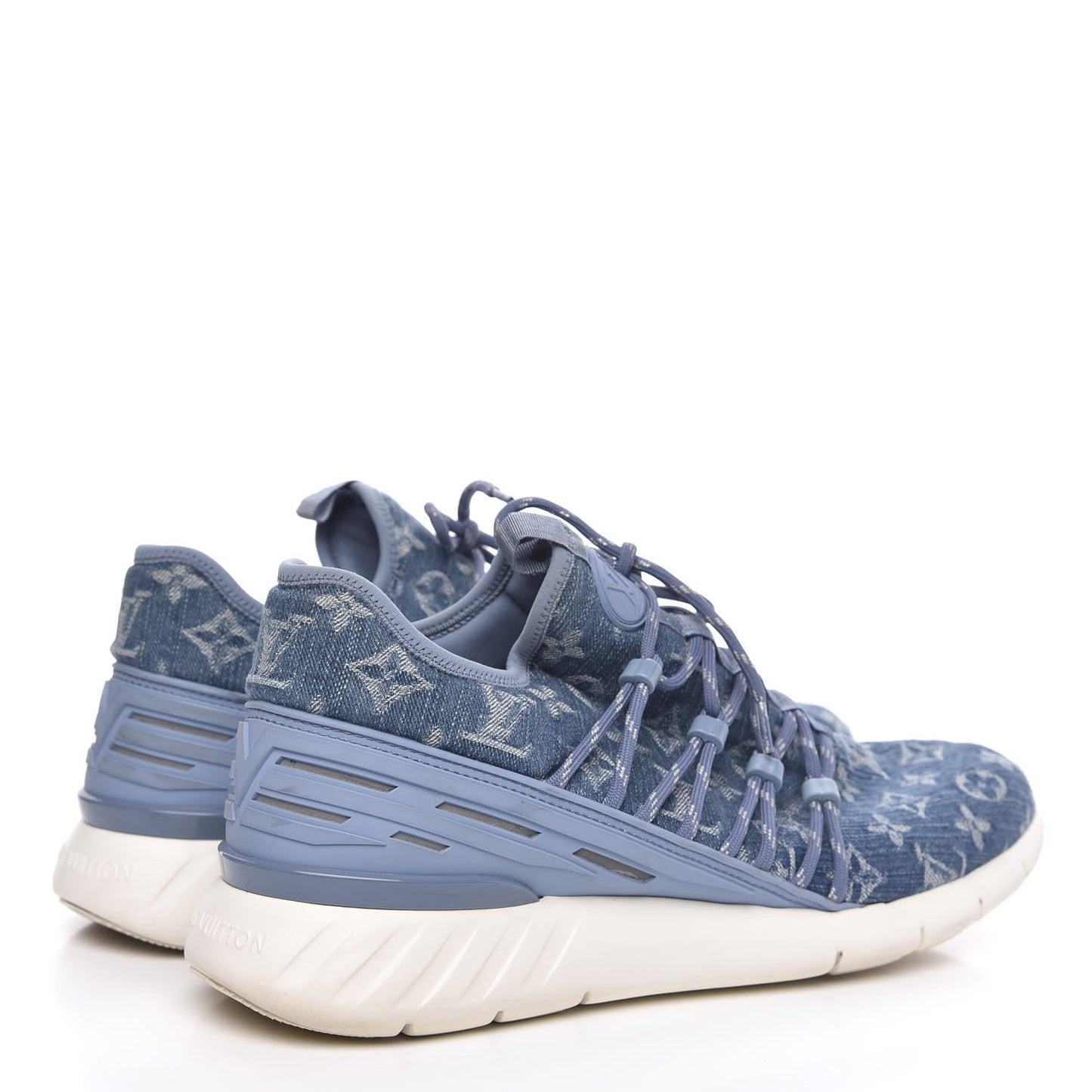 Denim Rubber Monogram Fastlane Low Sneakers 8.5 Navy